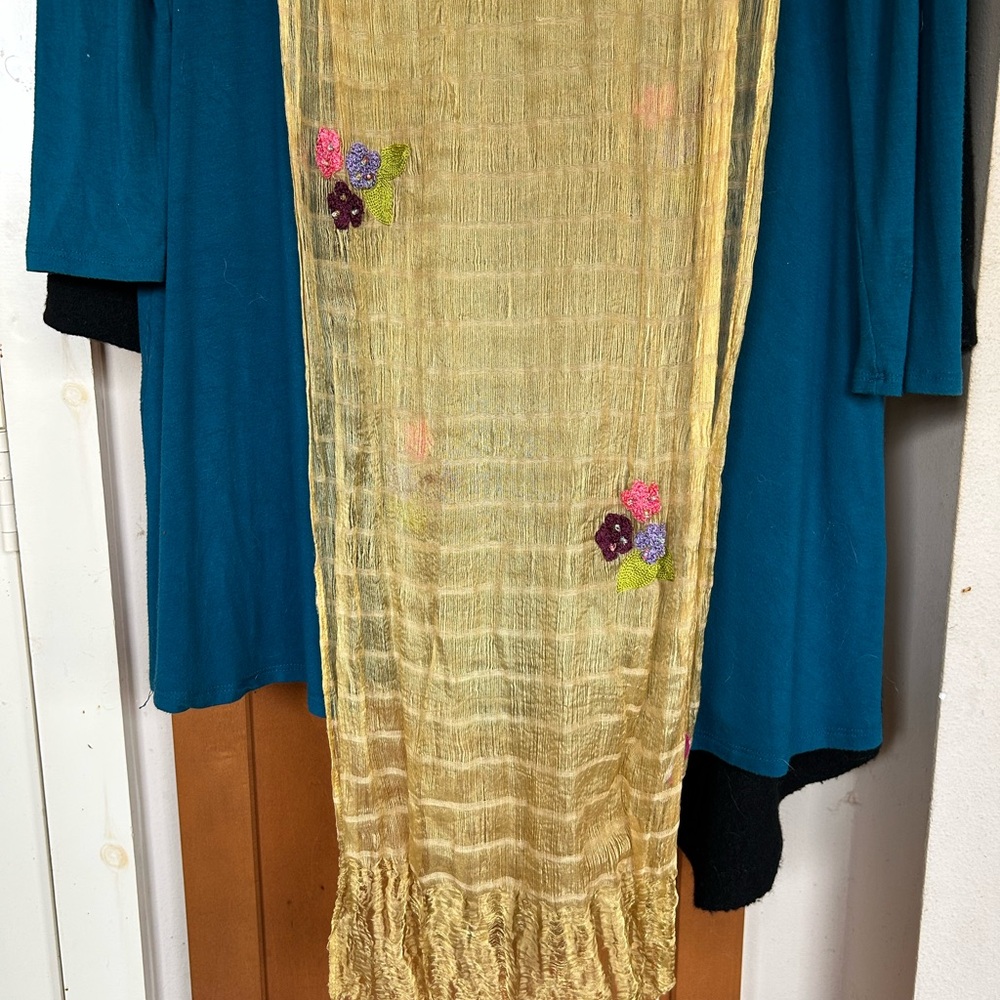 VTG Chan Luu Silk Floral Embroidered Scarf